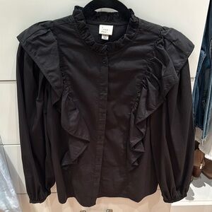 A New Day black ruffle blouse S